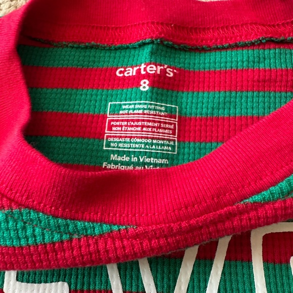 🎄🎅NWT - Carters PJs unisex size 8 says “Never Naughty (Usually)” red and green - Picture 3 of 4